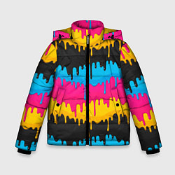 Куртка зимняя для мальчика Стекающие краски, цвет: 3D-черный