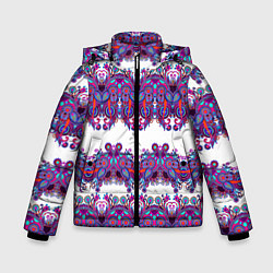 Куртка зимняя для мальчика Узорчатый фиолетовый орнамент, цвет: 3D-черный