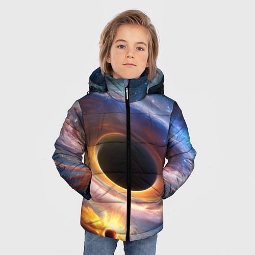 Зимняя куртка для мальчика Чёрная дыра поглощает вселенную / 3D-Черный – фото 3