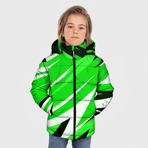 Зимняя куртка для мальчика Geometry stripes green / 3D-Черный – фото 3