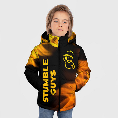 Зимняя куртка для мальчика Stumble Guys - gold gradient вертикально / 3D-Черный – фото 3