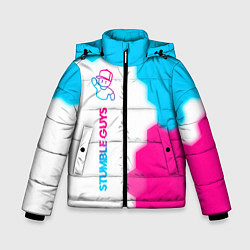 Куртка зимняя для мальчика Stumble Guys neon gradient style по-вертикали, цвет: 3D-черный