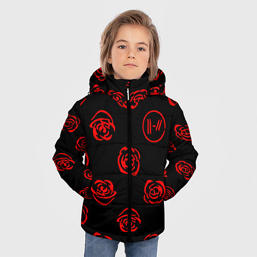 Зимняя куртка для мальчика Twenty one pilots rose pattern / 3D-Красный – фото 3