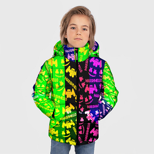 Зимняя куртка для мальчика Marshmello pattern neon steel / 3D-Черный – фото 3