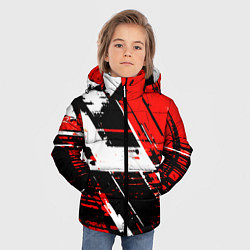 Куртка зимняя для мальчика Diagonal black and white stripes on a red backgrou, цвет: 3D-черный — фото 2