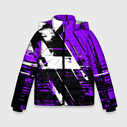 Зимняя куртка для мальчика Diagonal black and white stripes on a purple backg