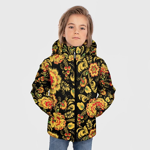 Зимняя куртка для мальчика Хохлома / 3D-Черный – фото 3