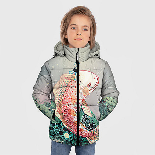 Зимняя куртка для мальчика Рыба / 3D-Черный – фото 3