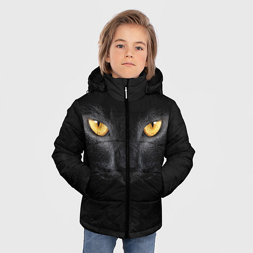 Зимняя куртка для мальчика Черная кошка / 3D-Черный – фото 3