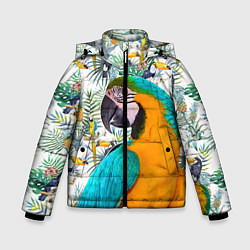 Куртка зимняя для мальчика Летний попугай, цвет: 3D-черный
