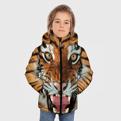 Зимняя куртка для мальчика Взгляд тигра / 3D-Красный – фото 3