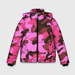 Куртка зимняя для мальчика Камуфляж: розовый/коричневый, цвет: 3D-черный