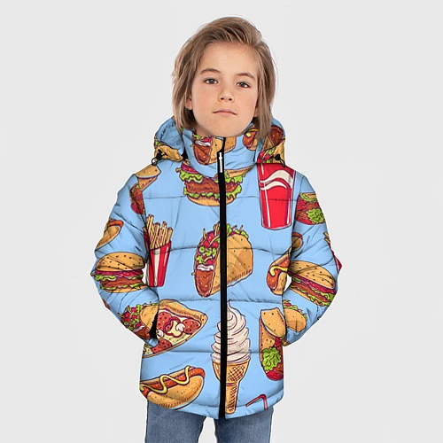 Зимняя куртка для мальчика Еда / 3D-Черный – фото 3