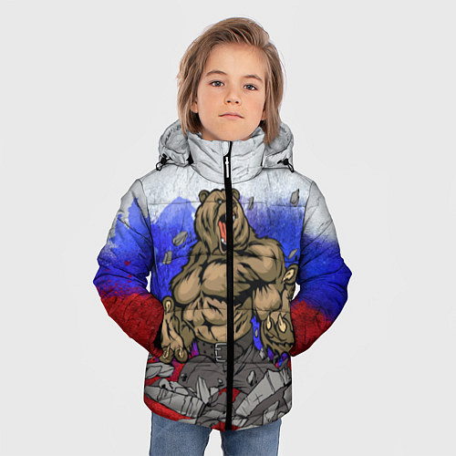 Зимняя куртка для мальчика Русский медведь / 3D-Черный – фото 3