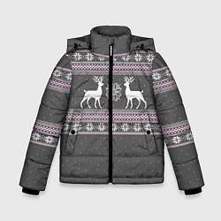 Куртка зимняя для мальчика Узор с оленями, цвет: 3D-черный