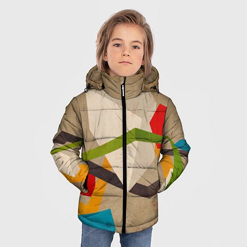 Зимняя куртка для мальчика Геометрия / 3D-Черный – фото 3