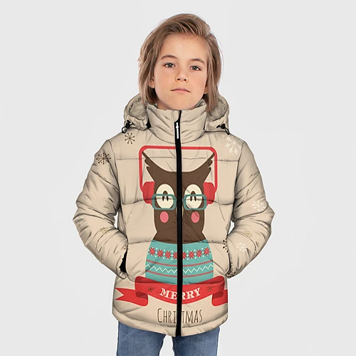 Зимняя куртка для мальчика Сова в наушниках / 3D-Черный – фото 3
