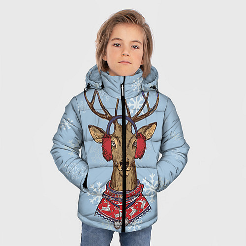 Зимняя куртка для мальчика Зимний олень / 3D-Черный – фото 3