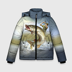 Куртка зимняя для мальчика Дерзская щука, цвет: 3D-светло-серый