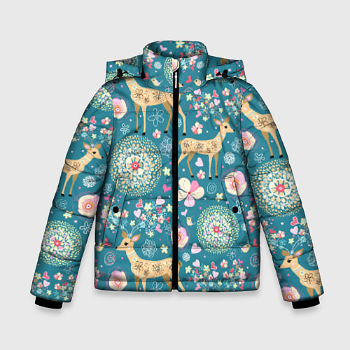 Зимняя куртка для мальчика Олений узор / 3D-Светло-серый – фото 1