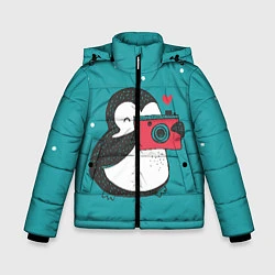 Куртка зимняя для мальчика Пингвин с фотоаппаратом, цвет: 3D-светло-серый