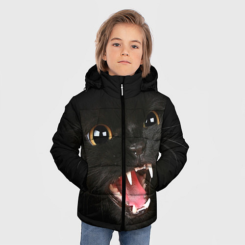 Зимняя куртка для мальчика Черный кот / 3D-Черный – фото 3
