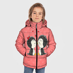 Куртка зимняя для мальчика Влюбленные пингвины, цвет: 3D-светло-серый — фото 2