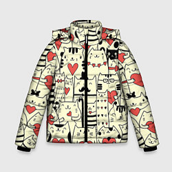 Куртка зимняя для мальчика Любящие котики, цвет: 3D-красный