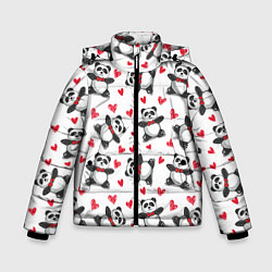 Куртка зимняя для мальчика Любимые панды, цвет: 3D-красный