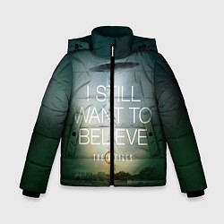 Куртка зимняя для мальчика I still want to believe, цвет: 3D-черный