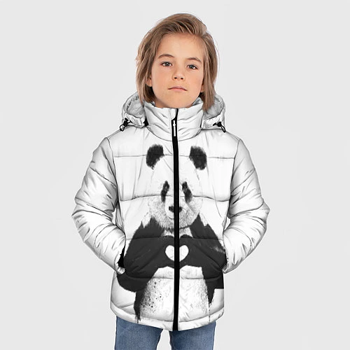 Зимняя куртка для мальчика Panda Love / 3D-Черный – фото 3