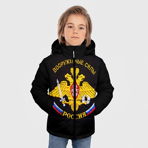 Зимняя куртка для мальчика ВС России: вышивка / 3D-Черный – фото 3