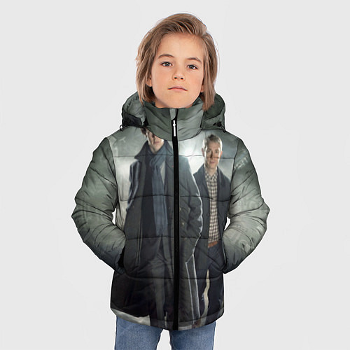 Зимняя куртка для мальчика Шерлок и Доктор / 3D-Черный – фото 3