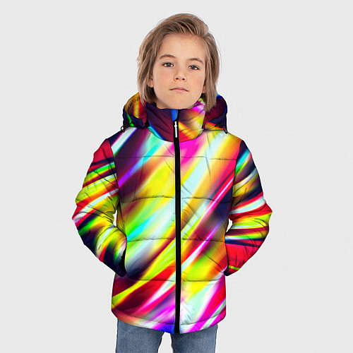 Зимняя куртка для мальчика Цветные блики / 3D-Черный – фото 3