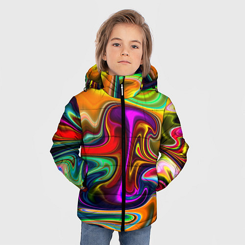 Зимняя куртка для мальчика Неоновые разводы / 3D-Черный – фото 3