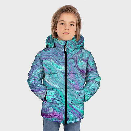 Зимняя куртка для мальчика Смесь красок / 3D-Черный – фото 3