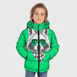 Куртка зимняя для мальчика Енот в очках, цвет: 3D-черный — фото 2