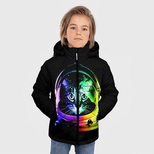 Зимняя куртка для мальчика Кот космонавт / 3D-Черный – фото 3