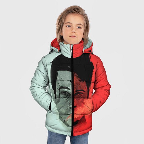 Зимняя куртка для мальчика Norton: White & Red / 3D-Черный – фото 3