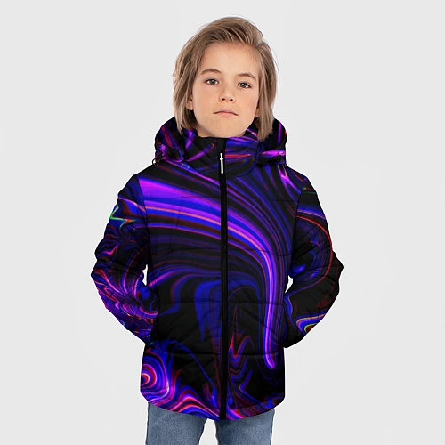 Зимняя куртка для мальчика Цветные разводы / 3D-Черный – фото 3