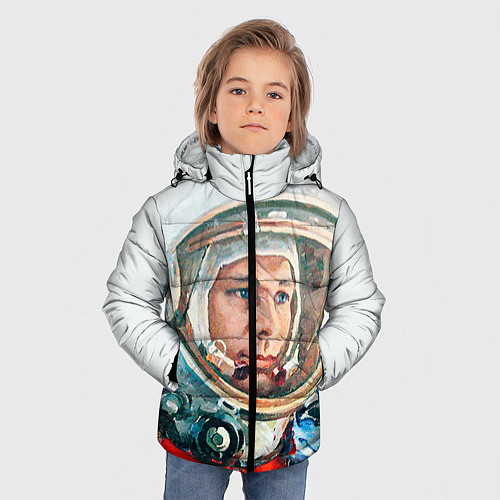 Зимняя куртка для мальчика Гагарин в полете / 3D-Черный – фото 3