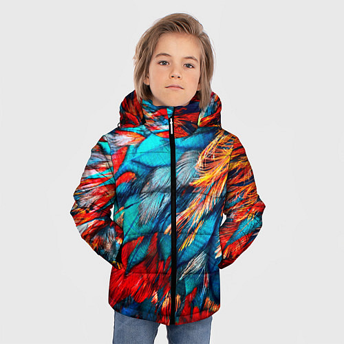 Зимняя куртка для мальчика Перья / 3D-Светло-серый – фото 3