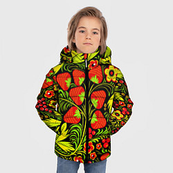 Куртка зимняя для мальчика Хохлома: земляника, цвет: 3D-черный — фото 2