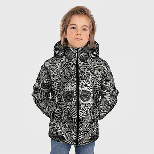 Зимняя куртка для мальчика Кружевной череп / 3D-Черный – фото 3