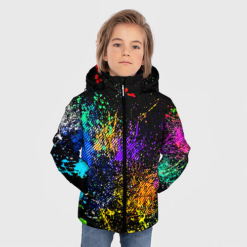 Зимняя куртка для мальчика Брызги красок / 3D-Черный – фото 3