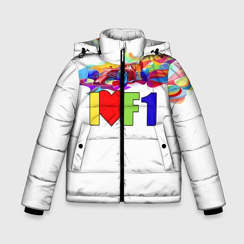 Зимняя куртка для мальчика Я люблю F1 / 3D-Светло-серый – фото 1