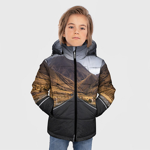 Зимняя куртка для мальчика Пейзаж горная трасса / 3D-Черный – фото 3