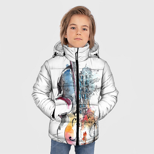 Зимняя куртка для мальчика Скрипка / 3D-Черный – фото 3