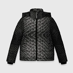 Куртка зимняя для мальчика Черная кожа, цвет: 3D-светло-серый
