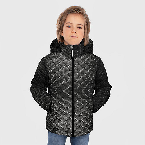 Зимняя куртка для мальчика Черная кожа / 3D-Черный – фото 3